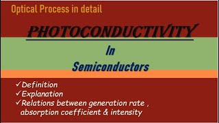 F Photoconductivity in Semiconductors in detail using relations [upl. by Eolanda]