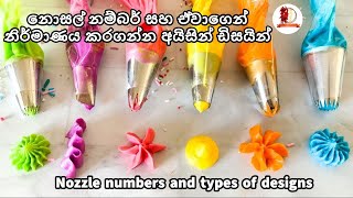 Piping tip and their design  cake decoration Nozzle tips  Nozzle numbers and types of designs [upl. by Maice]