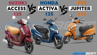 TVS Jupiter vs Honda Activa vs Suzuki Access  Most Comfortable 125cc Scooter  MotorBeam हिंदी [upl. by Gherardi]