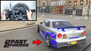 Forza Horizon 4 Paul Walker Nissan Skyline R34 GTR Steering Wheel  Shifter Gameplay [upl. by Selinski]