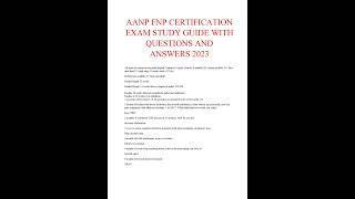 AANP FNP CERTIFICATION EXAM STUDY GUIDE WITH QUESTIONS AND ANSWERS 2023 [upl. by Lleryt]