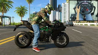 Kawasaki Ninja H2  The Crew 2  Logitech g29 gameplay [upl. by Anyehs653]