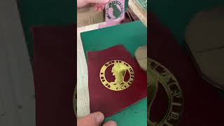 How to embossing a golden logo on the leatherleathercraft customized [upl. by Fahy]