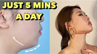 Get Rid of DOUBLE CHIN amp FACE FAT Workout  5 Minutes for Slimmer Defined Jaw Line [upl. by Platon]