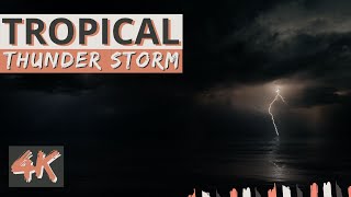 4K Thunder And Lightning Over The Ocean  1 Hour Tropical Thunderstorm Sounds amp Heavy Rain At Night [upl. by Edward]