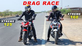 Xtreme 125 vs Xtreme 160  Drag Race  छोटा भाई बड़े भाई पर भारी पड़ गया [upl. by Jamil]