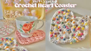 💖How to Crochet Heart Coaster  Crochet Coaster💖 [upl. by Annabell]