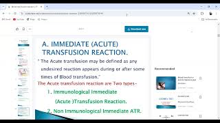 Acute Blood transfusion Reactions  Blood Banking  Transfusion Reactions complications  Lec 1 [upl. by Jemie]