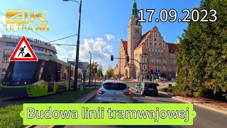 Olsztyn  Przejażdżka wzdłuż nowej linii tramwajowej 17092023 4K 50fps [upl. by Kilam554]