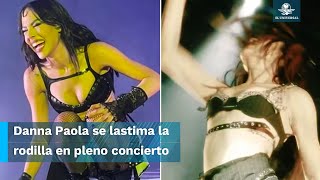 Danna Paola sufre caída en el escenario y pide “un alcoholcito” para su pierna [upl. by Mulligan]