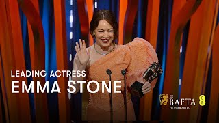 Emma Stone wins Leading Actress for Poor Things  EE BAFTA Film Awards 2024 [upl. by Bor]