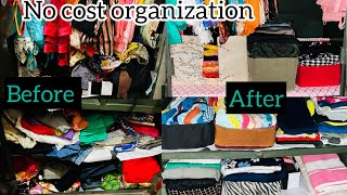 Small cupboard organization  No cost organisers  एक almirah में सबके कपड़े😮 [upl. by Lebanna]