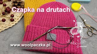 Łatwa czapka na drutach Jak zrobić czapkę na drutach ściegiem ściągaczowym [upl. by Yelekalb]