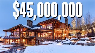 Inside a 45000000 MASSIVE Aspen Ski Mansion with Acreage [upl. by Tizes]