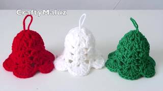 CROCHET TUTORIAL 🎄 CAMPANA NAVIDEÑA A CROCHET  Adornos navideños Campanas de Navidad [upl. by Aneehsal116]