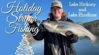 Striper Fishing Lake Rhodhiss and Hickory Trolling Captain Macks Arigs and Savage Gear Swimbaits [upl. by Wende]