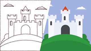 Create a Flat Design Castle on the Mountain Illustration with Inkscape [upl. by Bently]