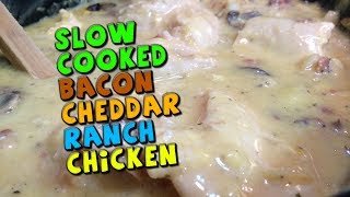 Slow Cooker Bacon Cheddar Ranch Chicken  Easy Meal Prep Recipe [upl. by Aurore]