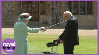 Captain Tom Moore knighted by The Queen During Outdoor Ceremony at Windsor Castle [upl. by Anastasie]