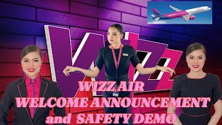 WIZZ AIR WELCOME ANNOUNCEMENT AND SAFETY DEMO✈️🙏🙏🙏💜💓I LOVE WIZZ AIRLINE [upl. by Lauralee967]