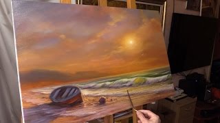 Oil painting demo Evening by the sea Вечер у моря Живопись маслом Alla Prima [upl. by Annawal664]