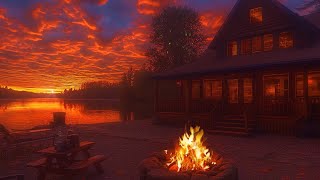 Smooth Jazz Piano Music Coffee Cafe 🎹 Relaxing Ambience for Stress Relief on a Cozy Lake ☕ [upl. by Homere]