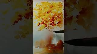 The Most Satisfying Watercolor Autumn Tree Painting [upl. by Kellsie24]