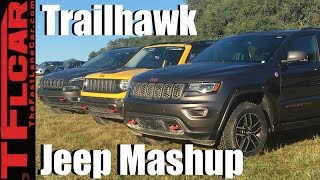 2017 Jeep Renegade vs Cherokee vs Grand Cherokee Trailhawk OffRoad Mashup Review [upl. by Hiller259]