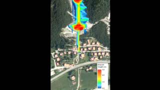 Debris flow landslide simulation of mitigation works in the Italian Alps [upl. by Phyl]