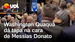 Washington Quaquá vicepresidente do PT dá tapa na cara do deputado Messias Donato veja vídeo [upl. by Aztiley857]