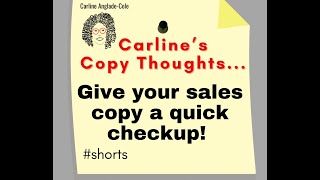 Carlines Copy Thoughts Give your sales copy a quick checkup shorts Episode 22 [upl. by Ogu]