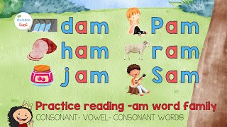 PRACTICE READING CVC WORDS  AM Word Family  Learn How To Read  Reading 3Letter Words [upl. by Oenire]