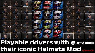 F1 23 Playable drivers with their Iconic Helmets mod [upl. by Bauske]