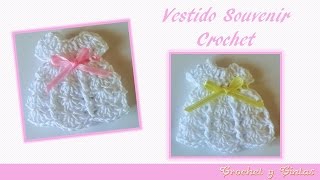 Vestido crochet souvenir  recuerdo para baby shower y bautizos [upl. by Trant]