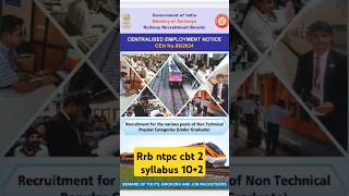 Rrb ntpc cbt 2 syllabus 102 complete ✅💯 [upl. by Oretos]