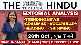 The Hindu Editorial Analysis  28th Oct 2023  Vocab Grammar Reading Skimming  Nimisha Bansal [upl. by Davies]