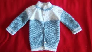 Tuto gilet facile top down au tricot cardigan ou veste de bébé au tricot 03 mois Part12 [upl. by Landmeier]