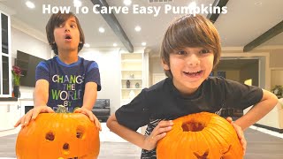 Halloween Fun for Kids Slimy Pumpkin Guts How to Carve Easy Pumpkins for Kids [upl. by Thanasi531]