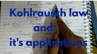 Electrochemistry06  kohlrausch law and its applications by SRGTuition [upl. by Atterg362]