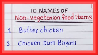 Names of Non Vegetarian Food  Non veg food  5 names  10 names of Non vegetarian food items [upl. by Rather]