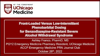 FrontLoaded Versus LowIntermittent Phenobarbital Dosing for Severe Alcohol Withdrawal Syndrome [upl. by Derk]