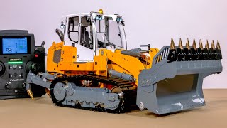 UNBOXING LESU LR 636 RC HYDRAULIC TRACK LOADER LIEBHERR REPLICA FOLDING SHOVEL REAR RIPPER RTR [upl. by Naynek]