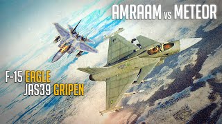 AMRAAM Vs METEOR  F15 Eagle Vs JAS39 Gripen  Digital Combat Simulator  DCS  BVR [upl. by Liggett]