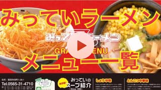 【豊田市】みっていラーメン メニュー一覧 [upl. by Maleki]