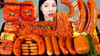 ASMR MUKBANG 직접 만든 불닭볶음면 불닭쌈 소세지 먹방 amp 레시피 FRIED SAUSAGES AND FIRE NOODLES EATING [upl. by Llehsem88]