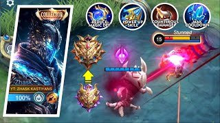 ZHASK BEST GUIDE TO RANK UP FASTER IN 2024 recommended build and emblem TOP GLOBAL ZHASK GAMEPLAY [upl. by Waly]