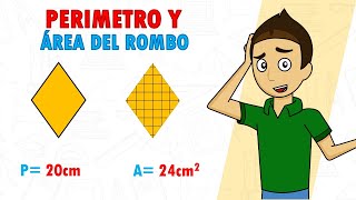 PERÍMETRO Y ÁREA DEL ROMBO Super fácil  Para principiantes [upl. by Charbonnier]