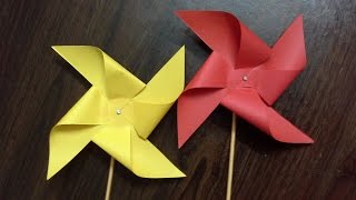 how to make a paper windmill tutorial paper pinwheel [upl. by Aldarcie]