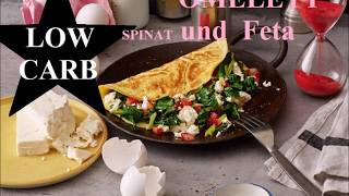 Low Carb Rezept Omelett mit Spinat Feta Rezept zum schnell Abnehmen 10 Kg ist low carb gesund [upl. by Warfore]