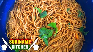 Surinaamse Bami Vegetarisch Recept  Surinamese Spaghetti Vegeterian Recipe  Suriname Kitchen [upl. by Rahs]